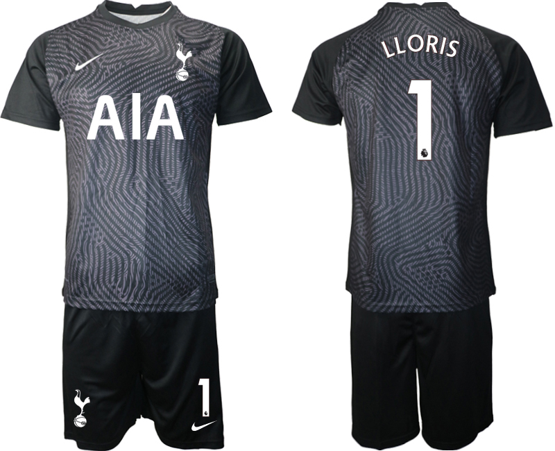 2021 Men Tottenham Hotspur black goalkeeper #1 soccer jerseys